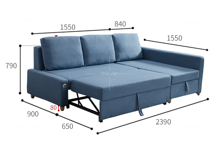 Bộ sofa góc tiện ích có thể kéo ra thành giường ngủ