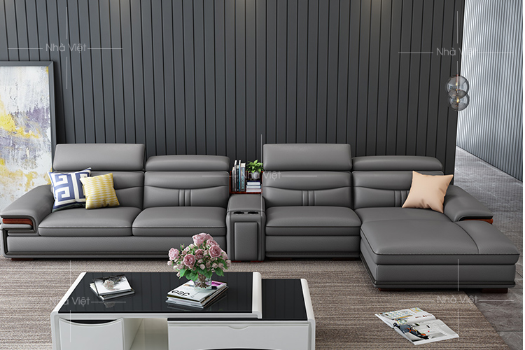 Mẫu bàn ghế sofa đẹp bọc da cho căn hộ chung cư hiện đại