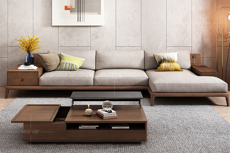 Sofa gỗ cao cấp cho phòng khách chung cư hiện đại