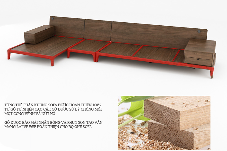 Sofa gỗ cao cấp cho phòng khách chung cư hiện đại