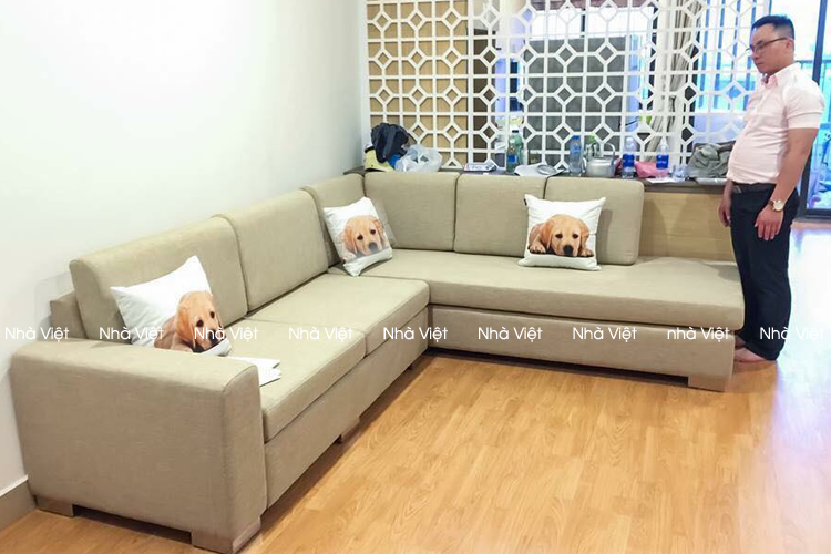 Giao sofa vải góc nhà anh Vinh - Ecopark