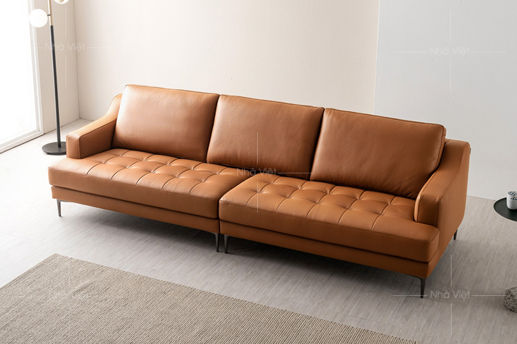 Mẫu sofa da thiết kế dạng văng cho căn hộ chung cư nhỏ