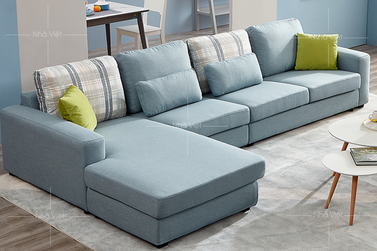 Bộ ghế sofa nỉ góc chữ L cho chung cư phòng khách rộng